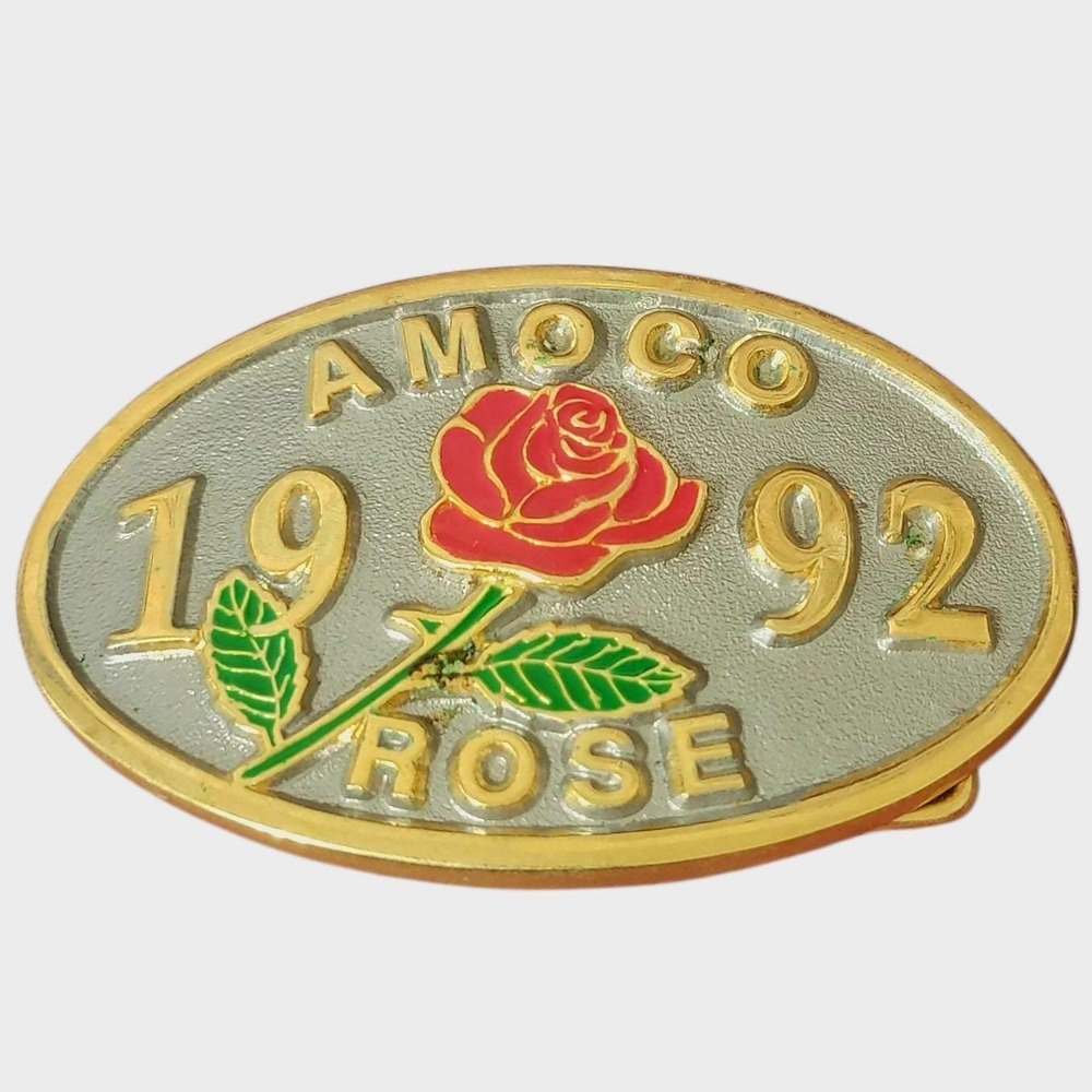 Vintage 1992‎ Amoco Rose Belt Buckle – Commemorative Employee Collectible